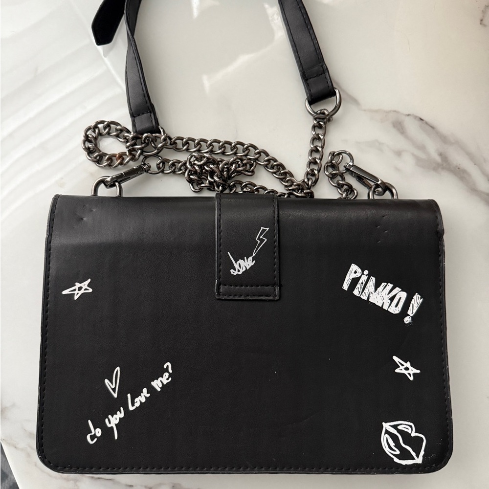 Pinko Black and Red Graphic Crossbody Bag - Picture 2 of 3